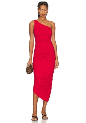 Susana Monaco One Shoulder Gathered Dress in Red. Size S.
