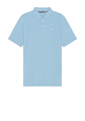 TravisMathew The Heater Polo Shirt in Baby Blue. Size S, XL/1X.
