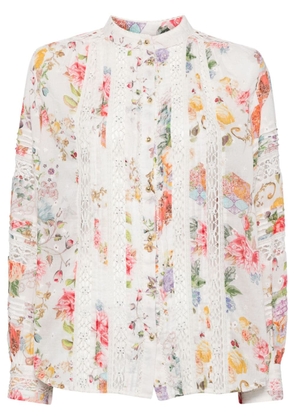 Camilla floral-print cotton blouse - White