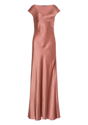 Alberta Ferretti panelled satin gown - Pink