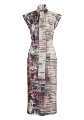 Alberta Ferretti draped-strap abstract-print dress - Grey