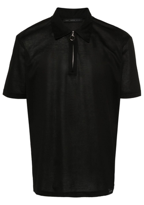 Low Brand zip-up piqué polo shirt - Black