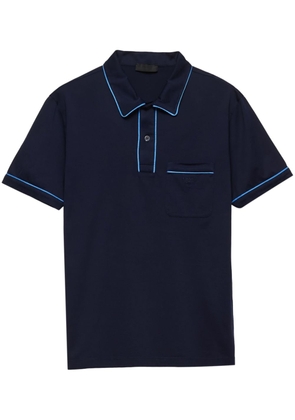 Prada contrast-trim cotton polo shirt - Blue