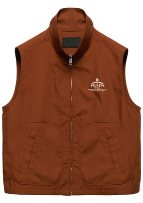 Prada logo-print zip-up vest - Brown