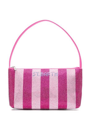 MC2 Saint Barth rhinestone-logo striped tote bag - Pink