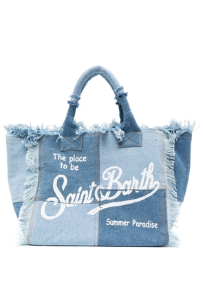 MC2 Saint Barth Vanity denim-patchwork beach bag - Blue