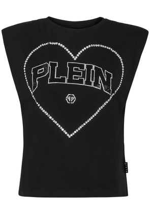 Philipp Plein Strass heart cotton tank top - Black