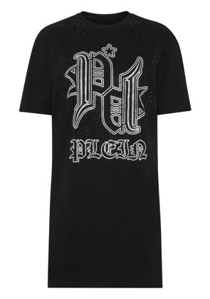 Philipp Plein crystal embellished logo dress - Black