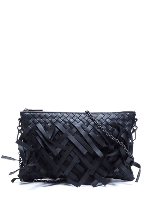 Bottega Veneta Pre-Owned Intrecciato fringed shoulder bag - Black