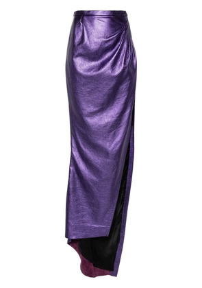 LaQuan Smith leather maxi skirt - Purple