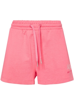 Armani Exchange rhinestone-logo cotton shorts - Pink