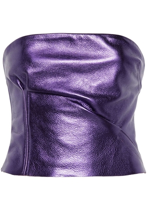 LaQuan Smith bustier-style leather top - Purple