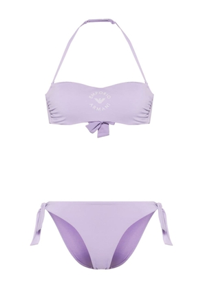 Emporio Armani raised-logo bikini - Purple