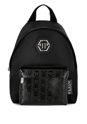 Philipp Plein monogram leather backpack - Black