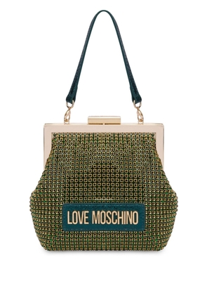 Love Moschino crystal-embellished clutch bag - Green
