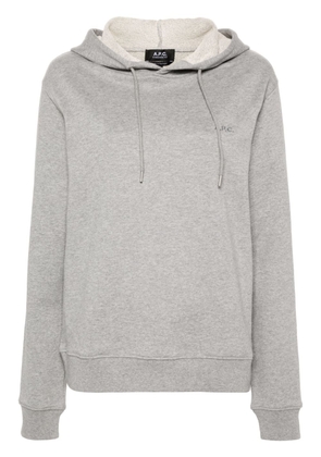 A.P.C. logo-embroidered cotton hoodie - Grey