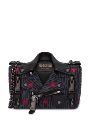Moschino Biker logo-jacquard shoulder bag - Black