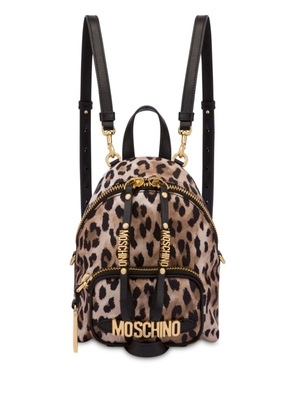 Moschino logo-lettering cotton backpack - Neutrals