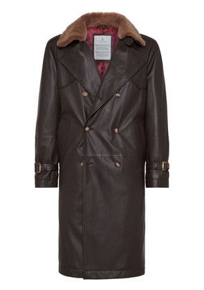 Brunello Cucinelli double-breasted leather coat - Brown