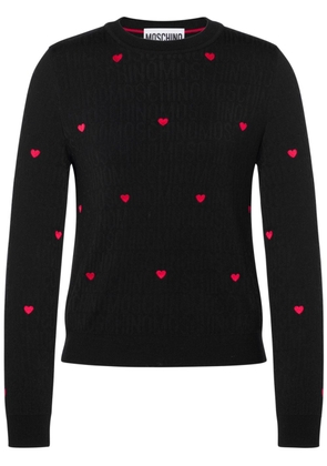 Moschino heart-embroidered intarsia-knit jumper - Black