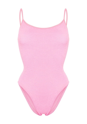 Hunza G crinkled-effect high-cut swimsuit - Pink