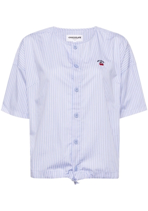 CHOCOOLATE cherry-embroidered striped shirt - Blue