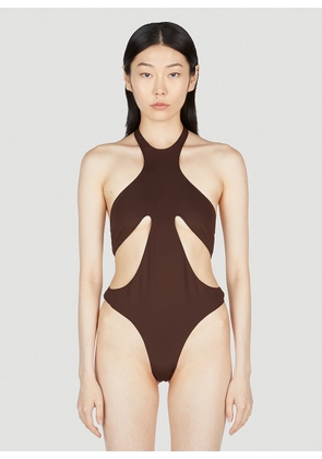 Mugler Cut Out Swimsuit - Woman Swimwear Brown Fr - 40