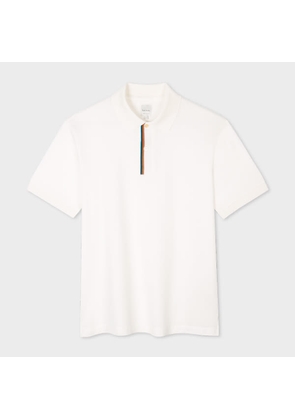 Paul Smith White 'Signature Stripe' Trim Polo Shirt