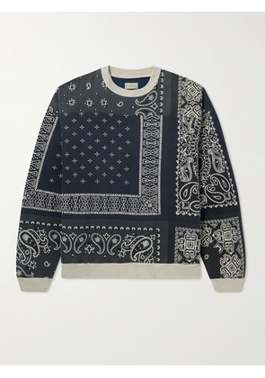 KAPITAL - Bandana-Print Cotton-Jersey and Quilted Shell Sweatshirt - Men - Blue - 1