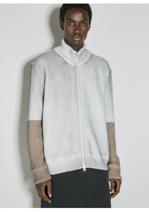 MM6 Maison Margiela Zip-up Stripe Sweatshirt - Man Knitwear Grey S