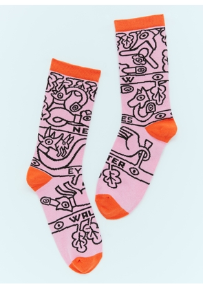 Walter Van Beirendonck New Eyes Socks - Man Socks Pink L