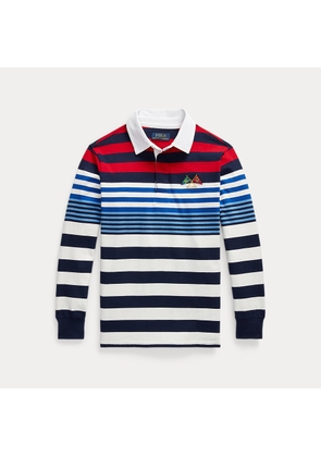 Nautical-Flag Striped Cotton Rugby Shirt