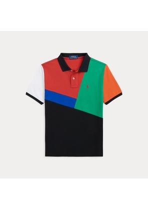 Colour-Blocked Cotton Mesh Polo Shirt