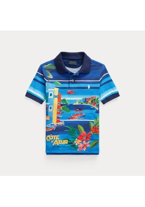 Cotton Mesh Graphic Polo Shirt