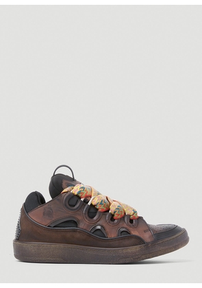 Lanvin Curb Leather And Glitter Sneakers - Man Sneakers Brown Eu - 42