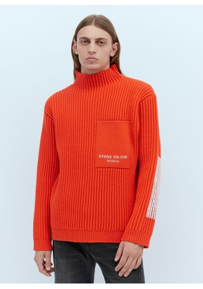 Stone Island Patch Pocket Wool Sweater - Man Knitwear Orange Xxl