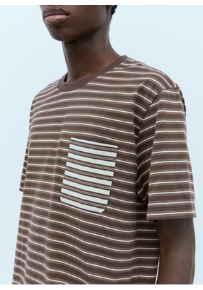 Thom Browne Logo Patch Stripe T-shirt - Man T-shirts Brown 2