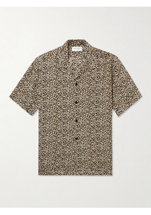 SAINT LAURENT - Camp-Collar Leopard-Print Silk Crepe de Chine Shirt - Men - Animal print - EU 38