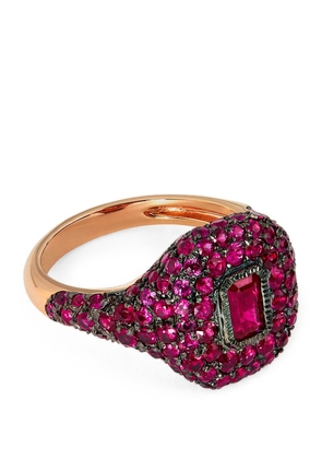 Shay Rose Gold And Ruby New Modern Pinky Ring