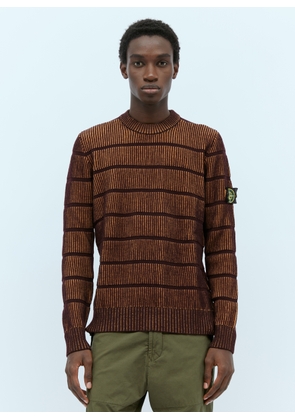 Stone Island Bicolour Stitch Wool Knit Sweater - Man Knitwear Brown Xxxl