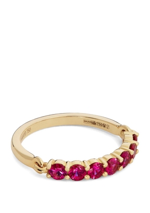 Melissa Kaye Yellow Gold And Pink Sapphire Pinky Ring