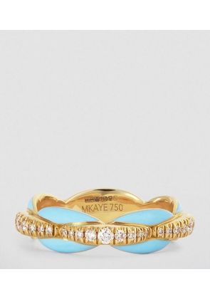 Melissa Kaye Yellow Gold, Diamond And Enamel Ada Ring