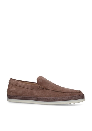 Tod'S Suede Raffia Skate Loafers
