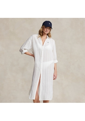 Linen-Cotton Shirtdress Cover-Up