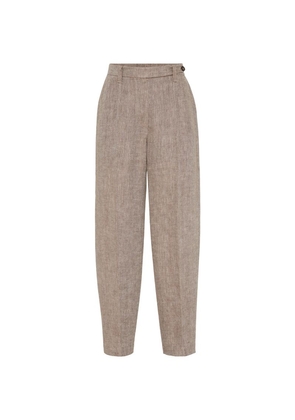 Brunello Cucinelli Linen Curved Tailored Trousers