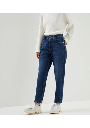 Brunello Cucinelli Embellished-Tab High-Rise Straight Jeans