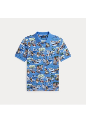 Polo Bear Paris-Print Mesh Polo Shirt