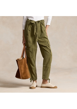 Linen-Blend Twill Cargo Trouser