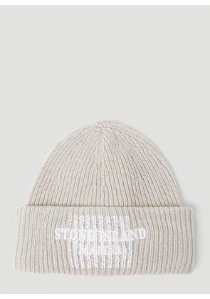Stone Island Logo Embroidery Beanie Hat - Man Hats Cream One Size