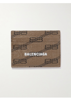 Balenciaga - Logo-Print Coated-Canvas Cardholder - Men - Brown